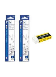 Staedtler 25-Piece Norica Pencil and Eraser Set, Blue/White