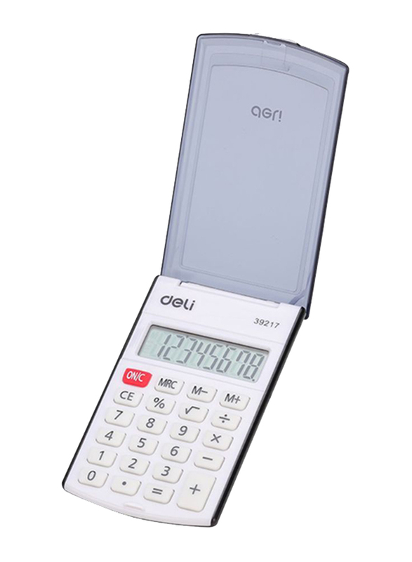 Deli Pocket Calculator with Cover, White