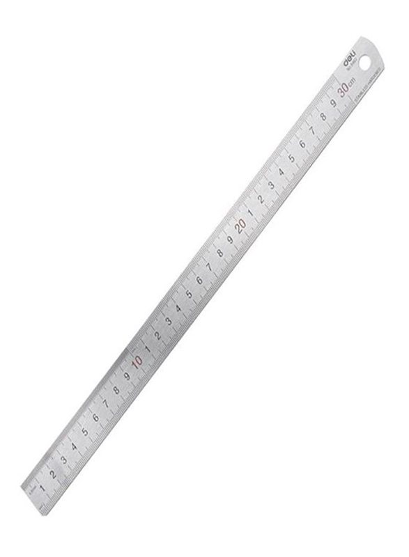 Deli 30cm Anti-Slip Ruler, Silver