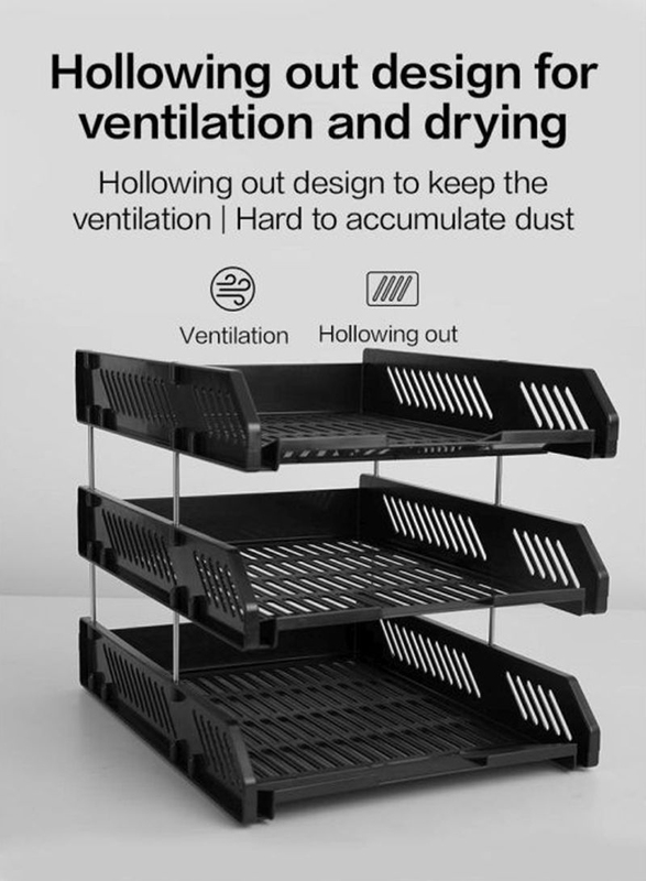 Deli 3-Tier Document Tray, Black