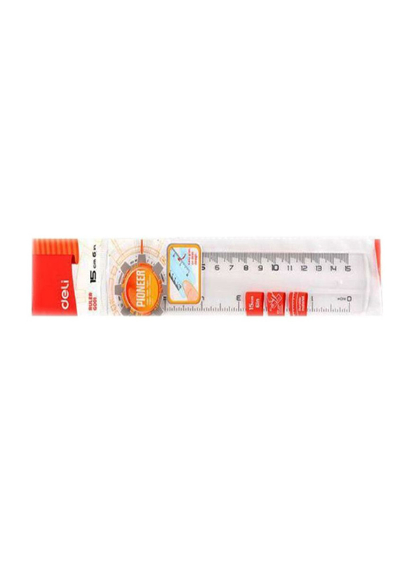 Deli 15cm Anti-Slip Ruler, Clear