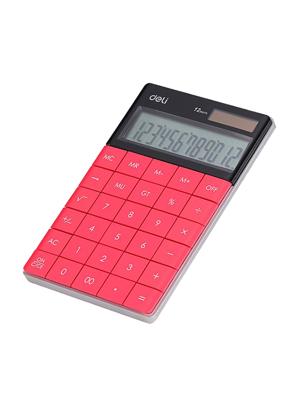 Deli 12-Digit Basic Calculator, Pink/Black