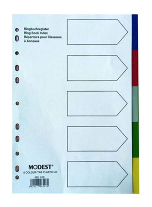 Modest 1-54 PVC 5 Color Divider File Folder, A4 Size, Multicolour