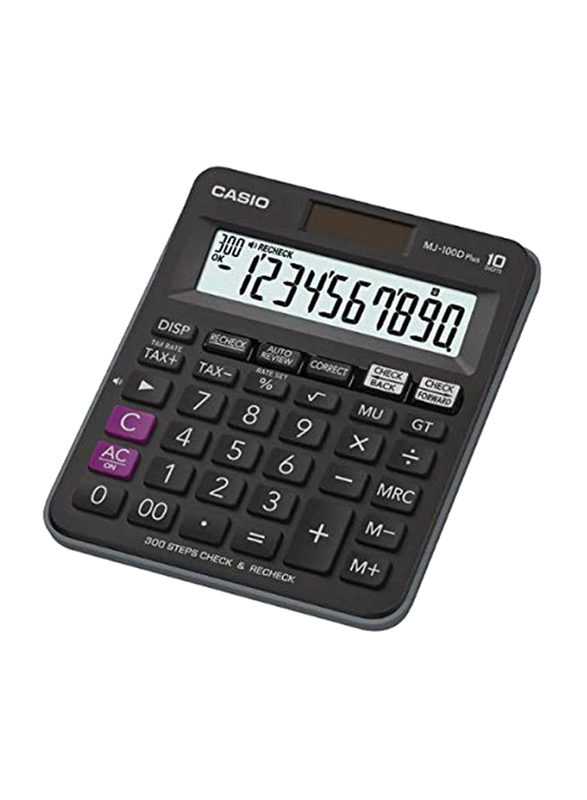 Casio 10-Digit Basic Calculator, MJ-100D Plus, Black