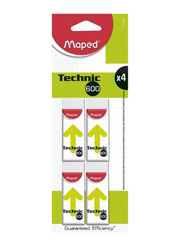 Maped 4-Piece Technic 600 Eraser Set, White