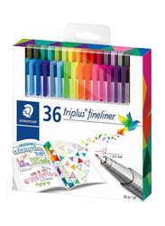 Staedtler 36-Piece Triplus Fineliner Pen Set, Red/Pink/Black