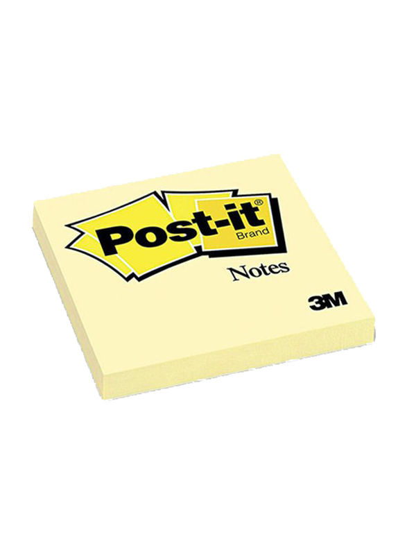 3M Post-It Sticky Notes, 7.62 x 7.62cm, 100 Sheets, Yellow