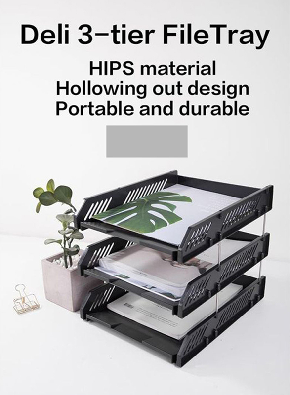 Deli 3-Tier Document Tray, Black