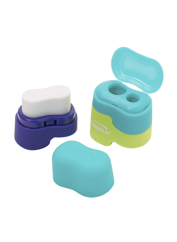 Maped Connect Sharpener with Eraser, Green/Yellow/Blue