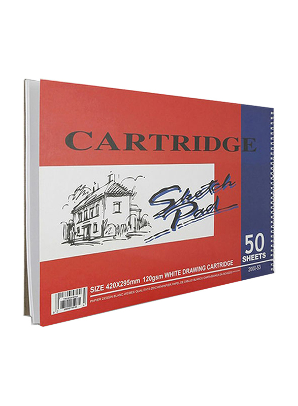 The Bookshop Sketch Cartridge 120GSM Notepad, 29.5 x 42cm, 50 Sheets, Multicolor