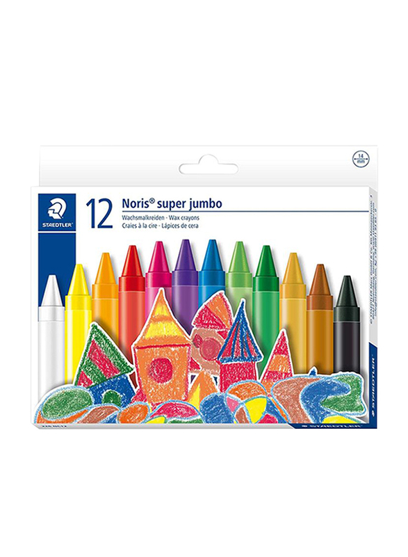 Staedtler Noris Super Jumbo Wax Crayons, 12 Pieces, ST-2260-NC12, Multicolor