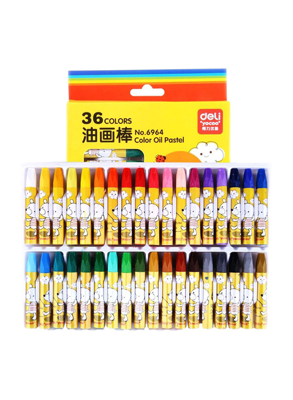 Deli Color Oil Pastel Crayons, 36 Pieces, Multicolor