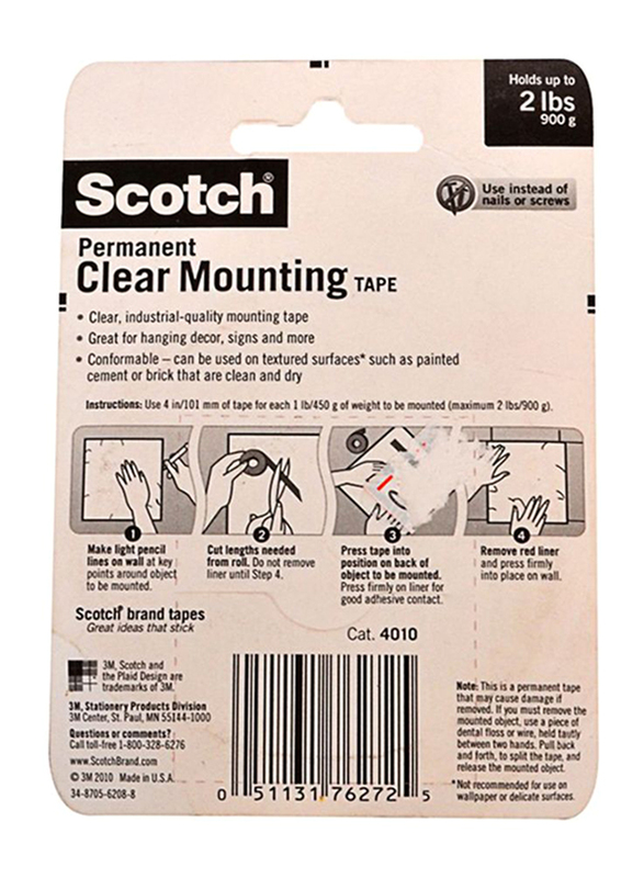 Scotch Permanent Mounting Tape, Red
