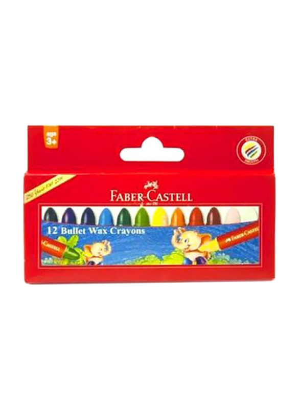 Faber-Castell Bullet Jumbo Wax Crayons, 12 Pieces, Multicolor