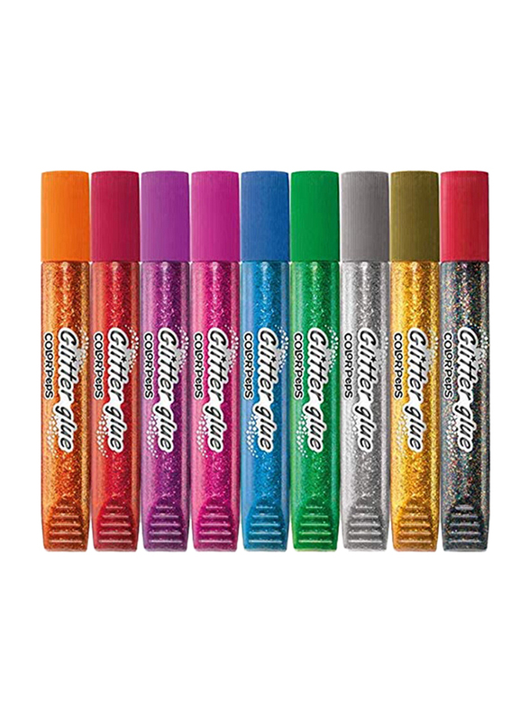 Maped Glitter Glue Set, 9 Pieces x 10.5ml, Multicolor