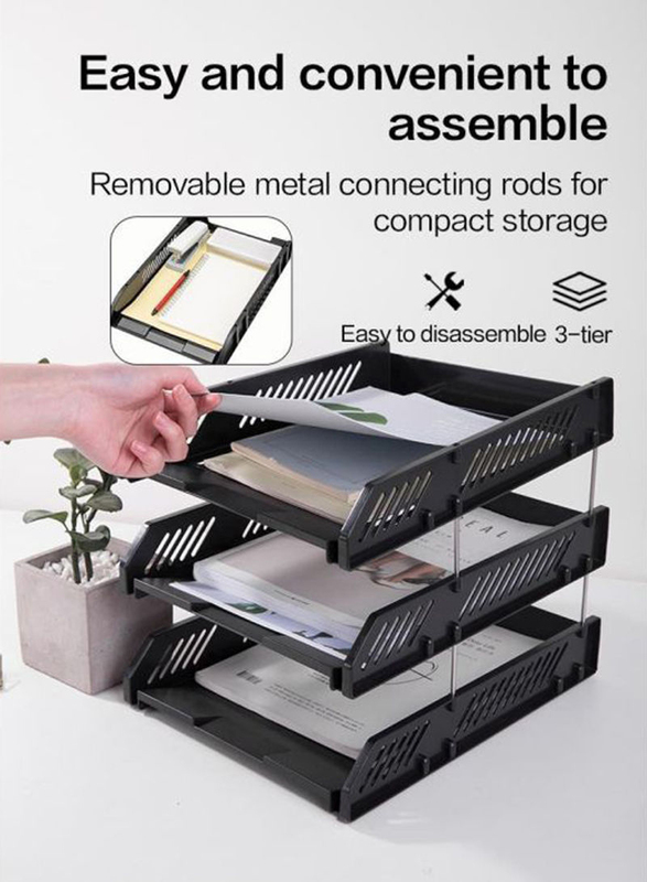 Deli 3-Tier Document Tray, Black
