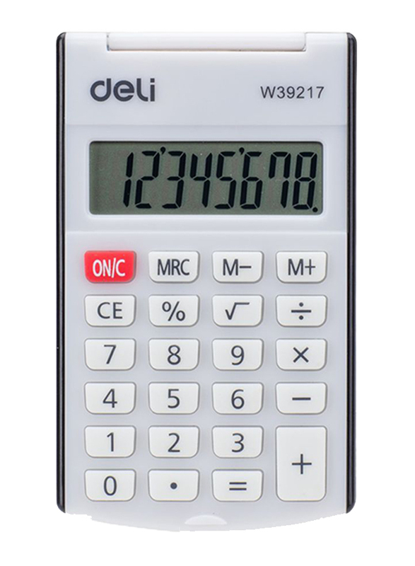 Deli Pocket Calculator with Cover, White