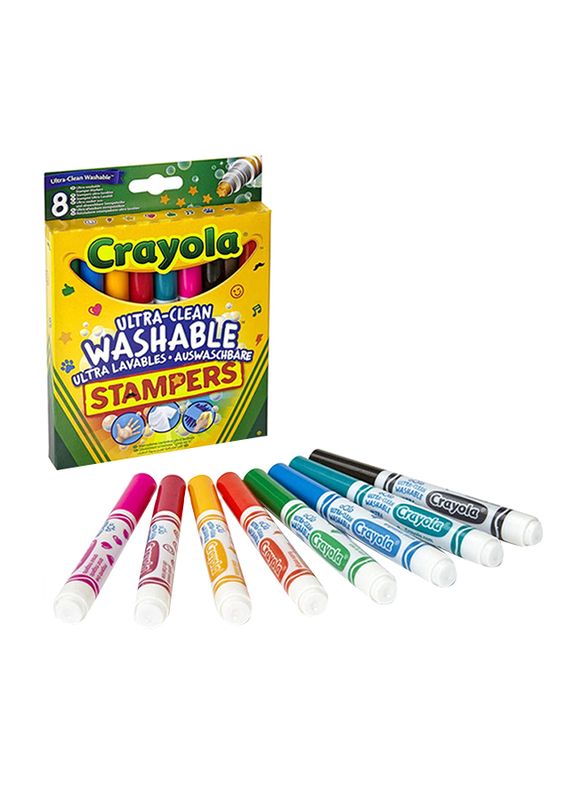 Crayola Ultra Clean Mini Stampers Marker Set, 8 Pieces, Multicolor