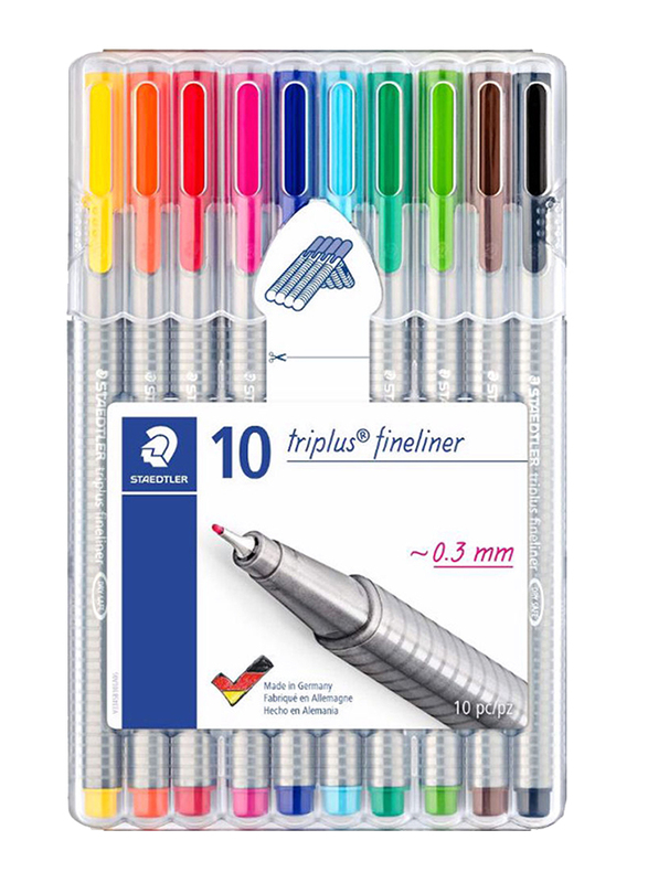 Staedtler 10-Piece Triplus Fineliner Pen Set, Multicolor
