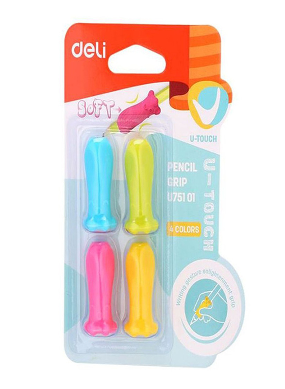 Deli Soft Pencil Grip Set, 4 Pieces, Multicolor