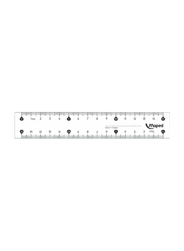 Maped Essential Flat Ruler, 15cm, Clear