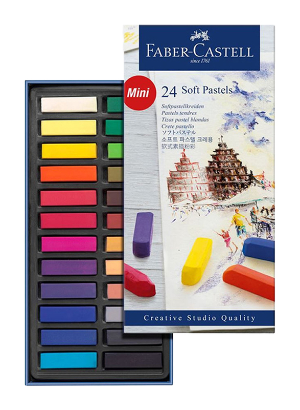 Faber-Castell Mini Soft Pastel Crayons, 24 Pieces, 128224, Multicolor