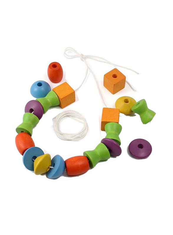 Plan Toys Wooden Lacing Beads, 30 Pieces, Ages 3+