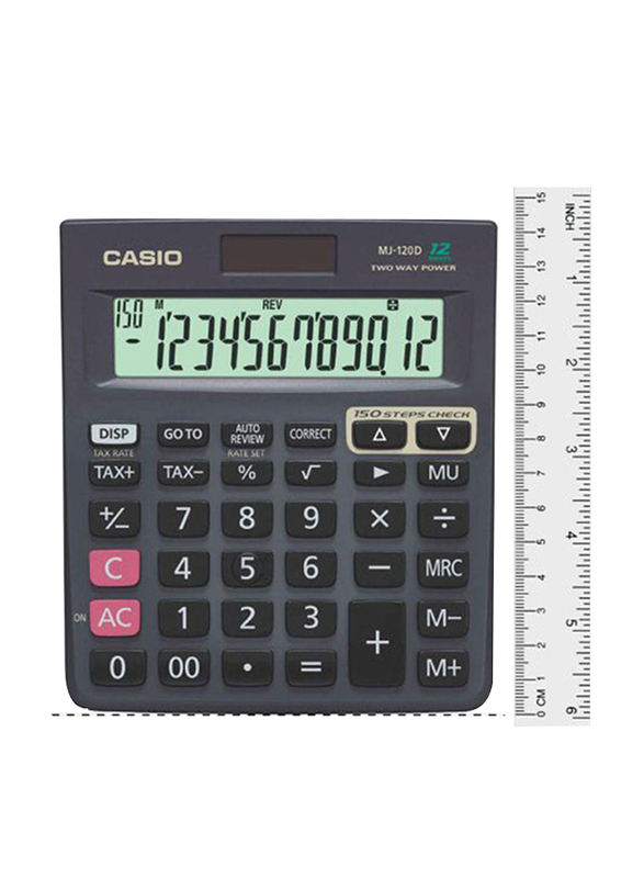 Casio MJ120D Desktop Calculator with Tax Keys, Black