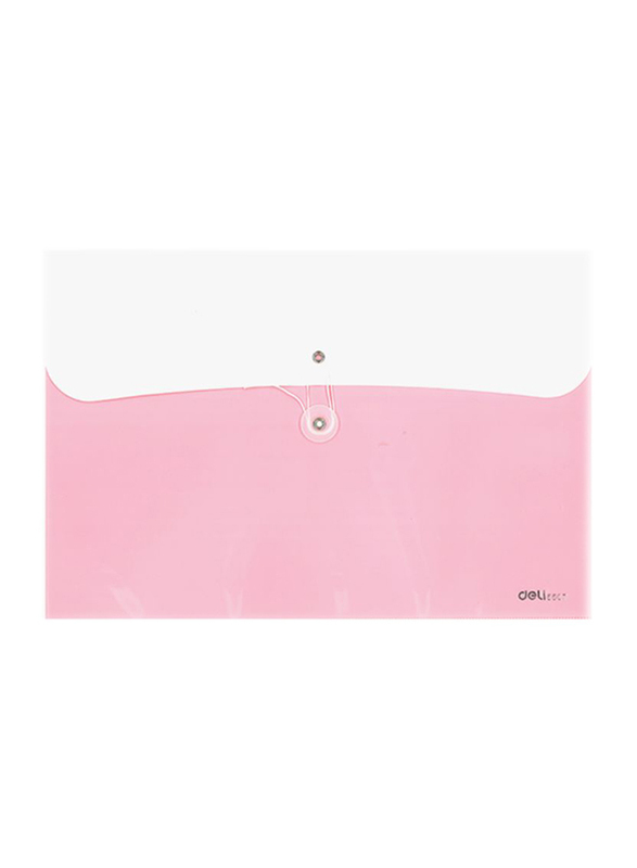 Deli File Bag with Rope Closure, Pink/White