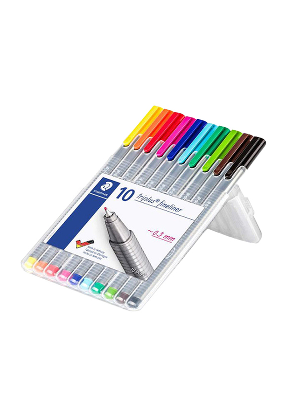 Staedtler 10-Piece Triplus Fineliner Pen Set, Multicolor