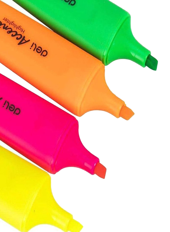 Deli 4-Piece Delight Highlighter Pen Set, ES622, Multicolor