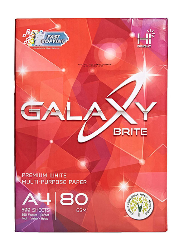 Galaxy Multi-Purpose Paper, 500 Sheets, 80 GSM, A4 Size, White