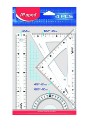 Maped 4-Piece Geometry Ruler Set, Clear
