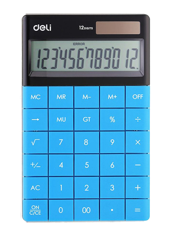 Deli 12 Digits Basic Calculator, Blue