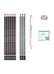 Staedtler 12-Piece Mars Lumograph Charcoal Pencil Set, Black