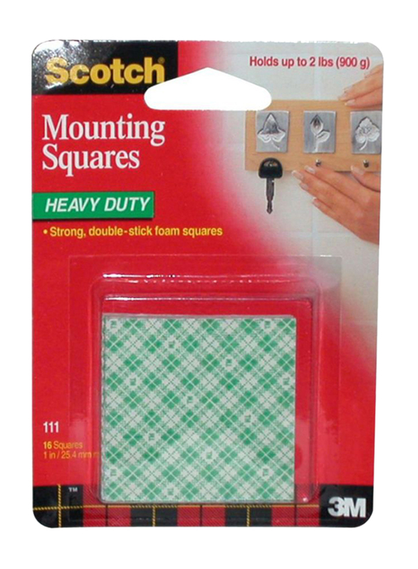 3M Scotch Mounting Squares Tape Set, 16 Pieces, Green/White
