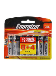 Energizer Max Batteries, 12-Piece, Silver/Black