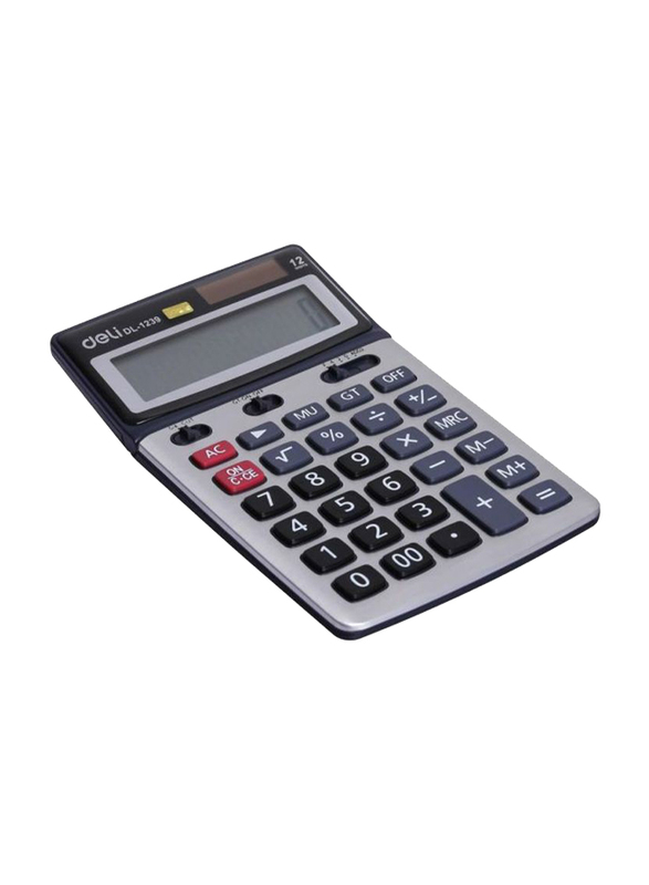 Deli 12-Digit Basic Calculator, Grey/Black