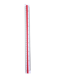 Triangular Plastic Ruler, 30cm, White/Red