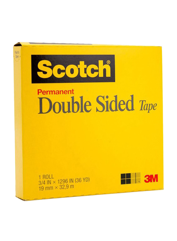 3M Scotch Permanent Double Sided Tape, 19mm x 32.92m, Clear