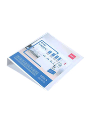 Deli Double Sided D Ring Binder, 180 Sheets Capacity, White/Blue