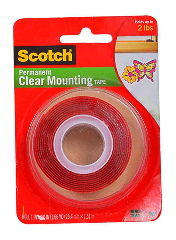 Scotch Permanent Mounting Tape, Red