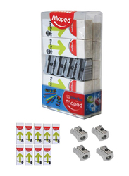 Maped 13-Piece Technic 600 Sharpeners & Erasers School Stationery Set, Grey/White