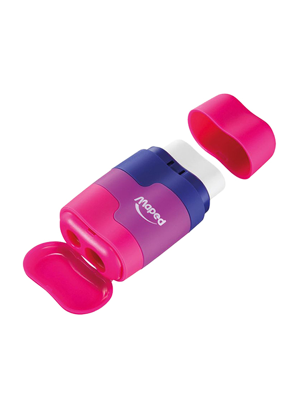Maped Connect Eraser And Sharpener Combo, Purple/Blue/Pink