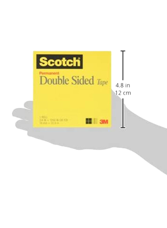 3M Scotch Permanent Double Sided Tape, 19mm x 32.92m, Clear
