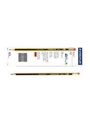 Staedtler 12-Piece Noris HB2 Wooden Pencil Set, with Eraser Tip, Yellow/Black