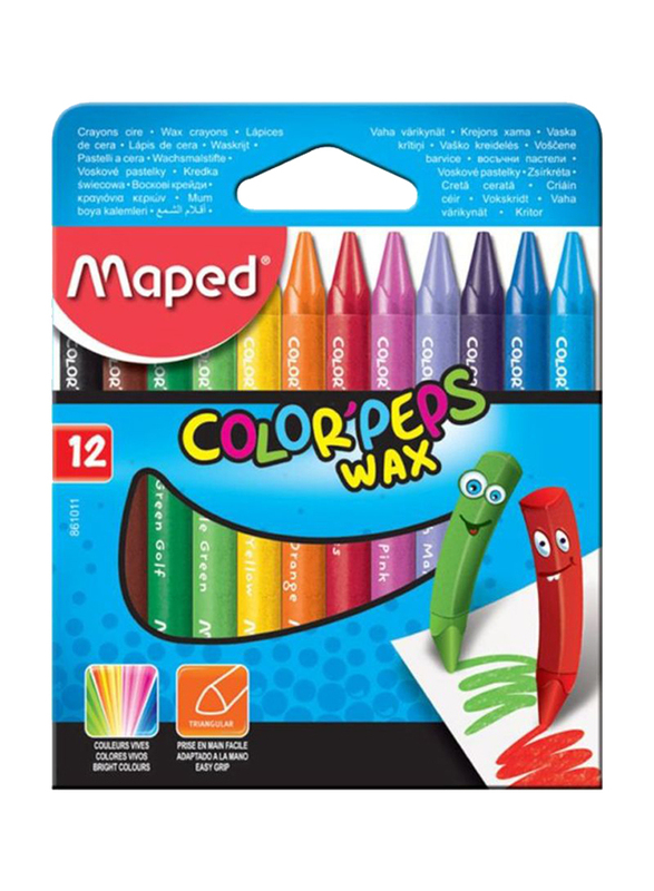 Maped Color Peps Wax Crayons Set, 12 Pieces, MultiColor