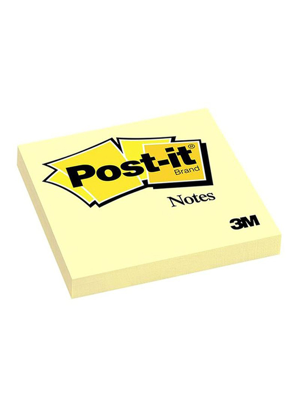 3M Post-It Sticky Notes, 7.62 x 7.62cm, 90 Sheets, Yellow