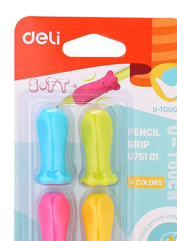 Deli Soft Pencil Grip Set, 4 Pieces, Multicolor