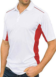 Santhome Sports Polo Shirt with UV Protection for Men, Double Extra Large, White/Red